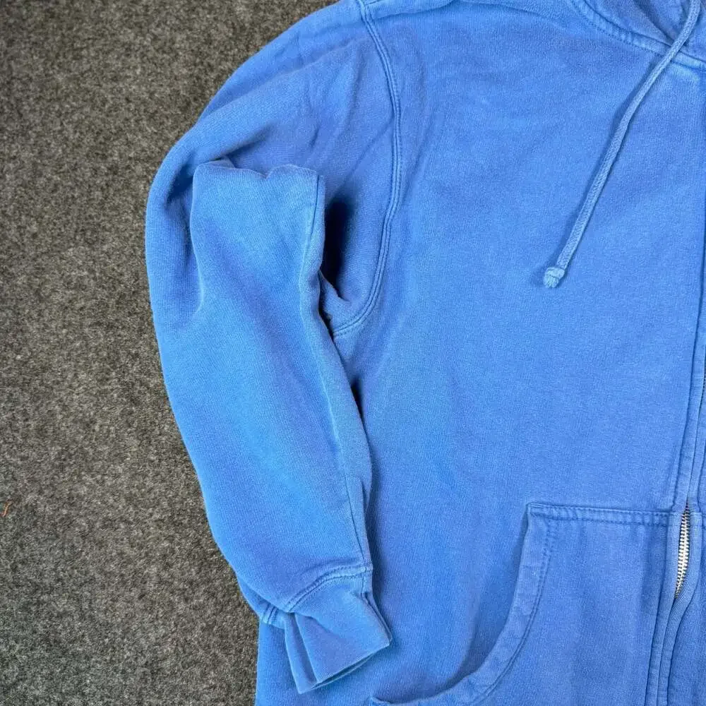 Osiris Y2K Hello My Shoes Are Name Tag Graphic Full Zip Hoodie Blue